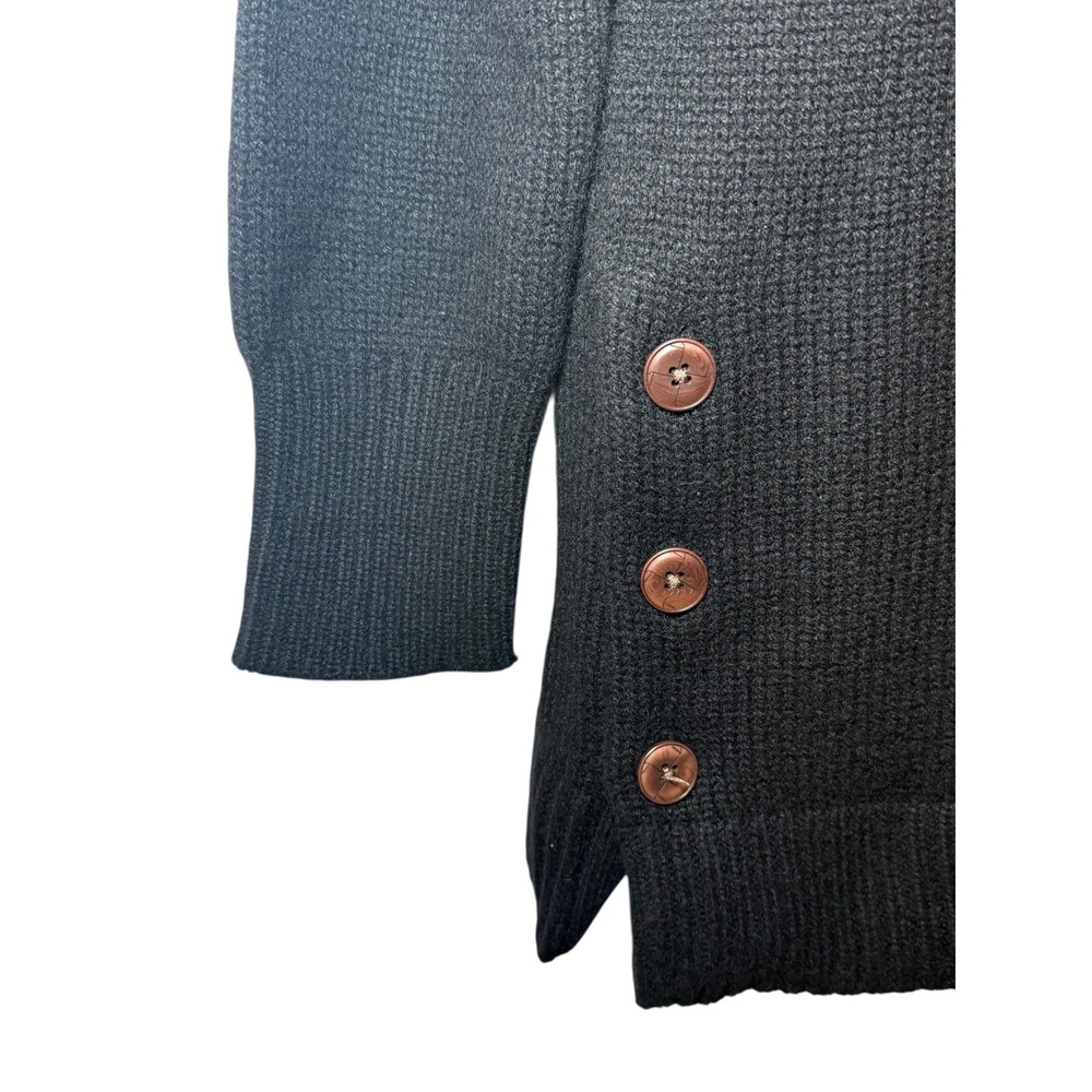 Garnet Hill Cashmere Turtleneck Sweater Womens XS Black Oversized Side Buttons - Picture 6 of 9